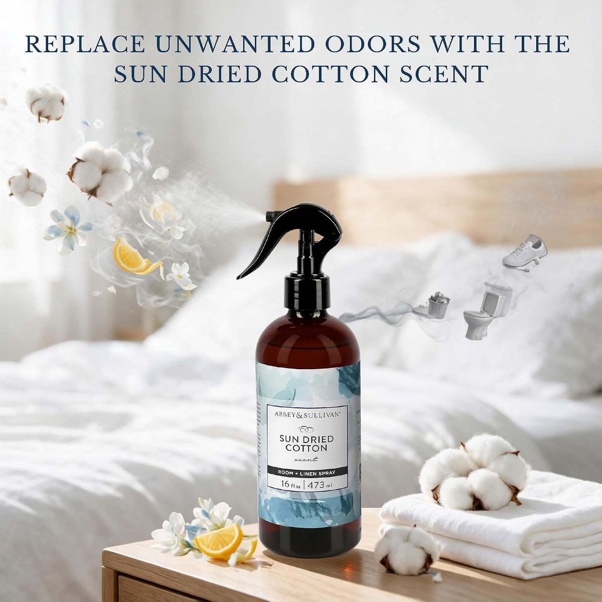 Abbey &amp; Sullivan Linen Spray, Sun Dried Cotton, Pack of 2, 16 oz
