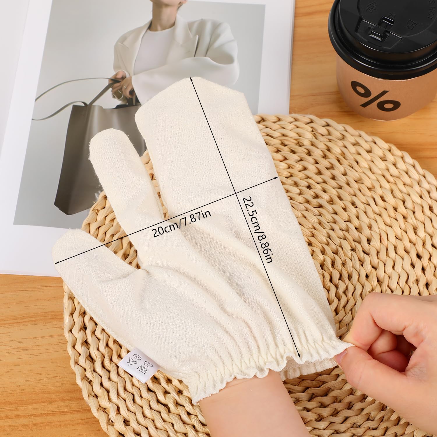 Garshana Gloves Raw Silk Massage,Raw Silk Gloves Garshana with Elastic Wrist Bands,for Skin Brushing Massage (2PCS)
