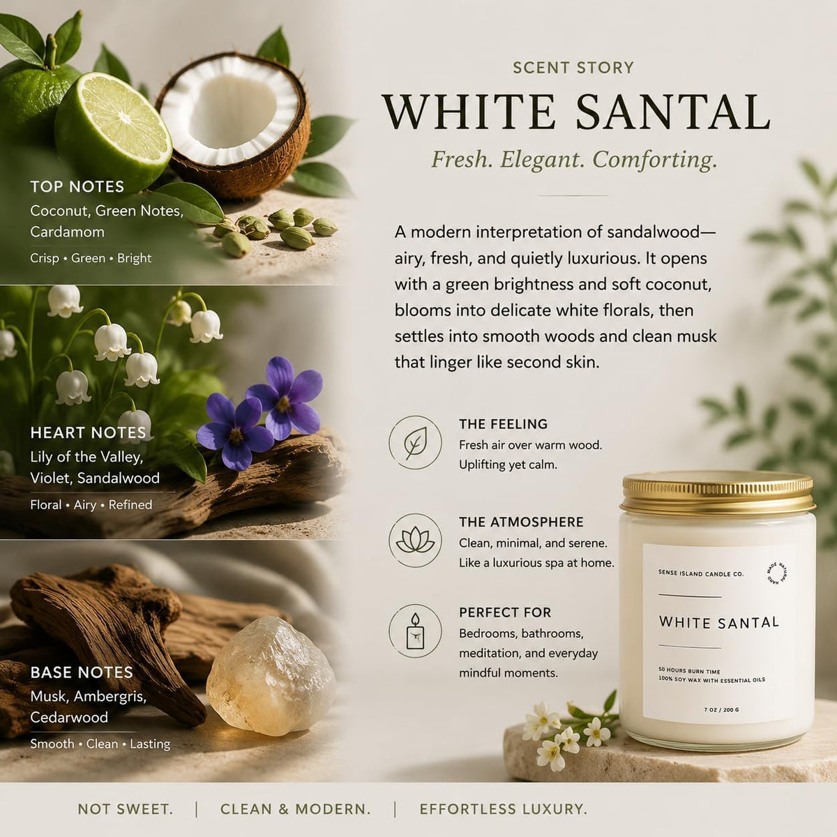 White Santal Scented Candle for Home