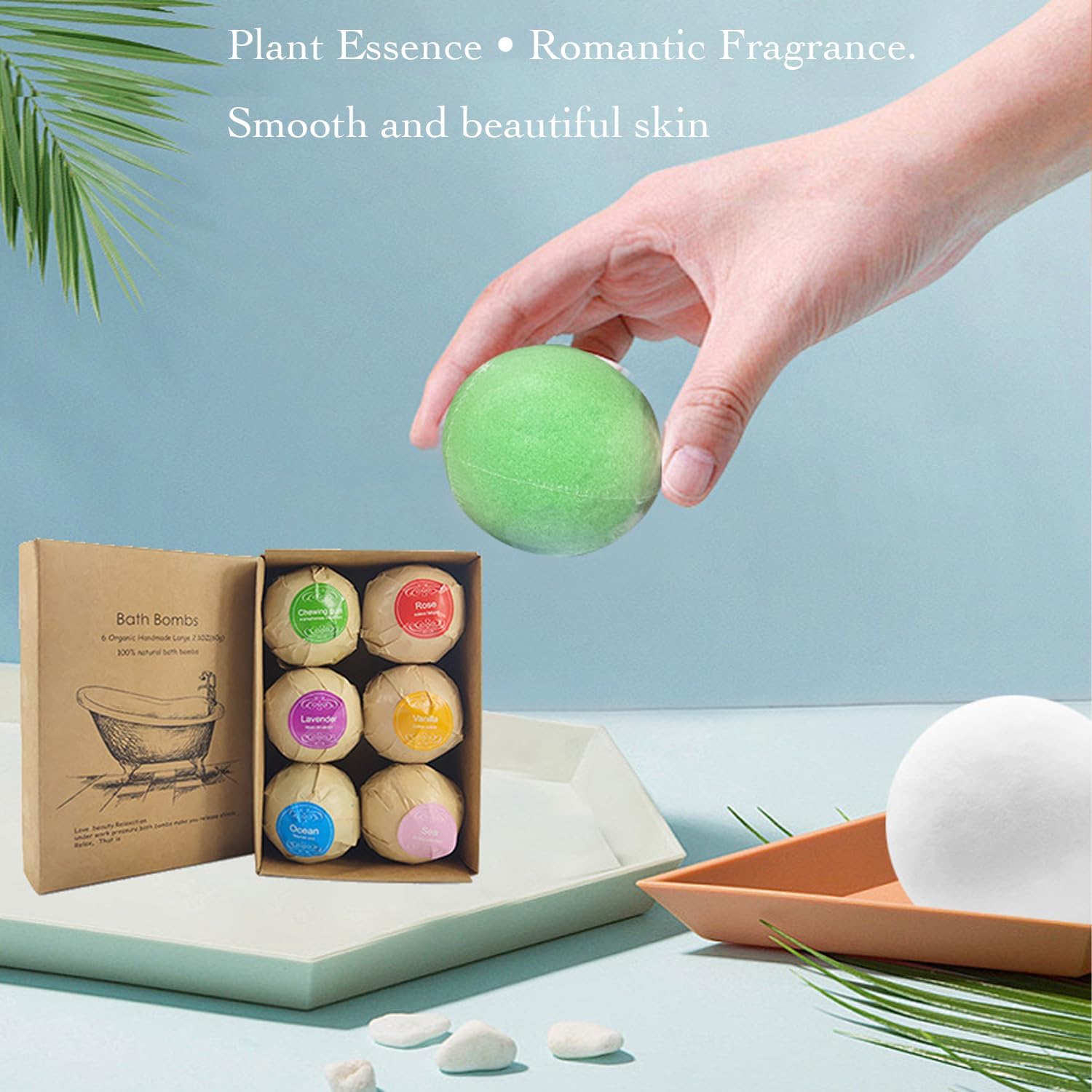 WYNK Bath Bombs Gift Set 6 Pack - Individually Wrapped Fizzy Bath Bombs with Floral Scent & Shea Butter for Soft Skin, Non-Staining Relaxing Aromatherapy Spa Bath