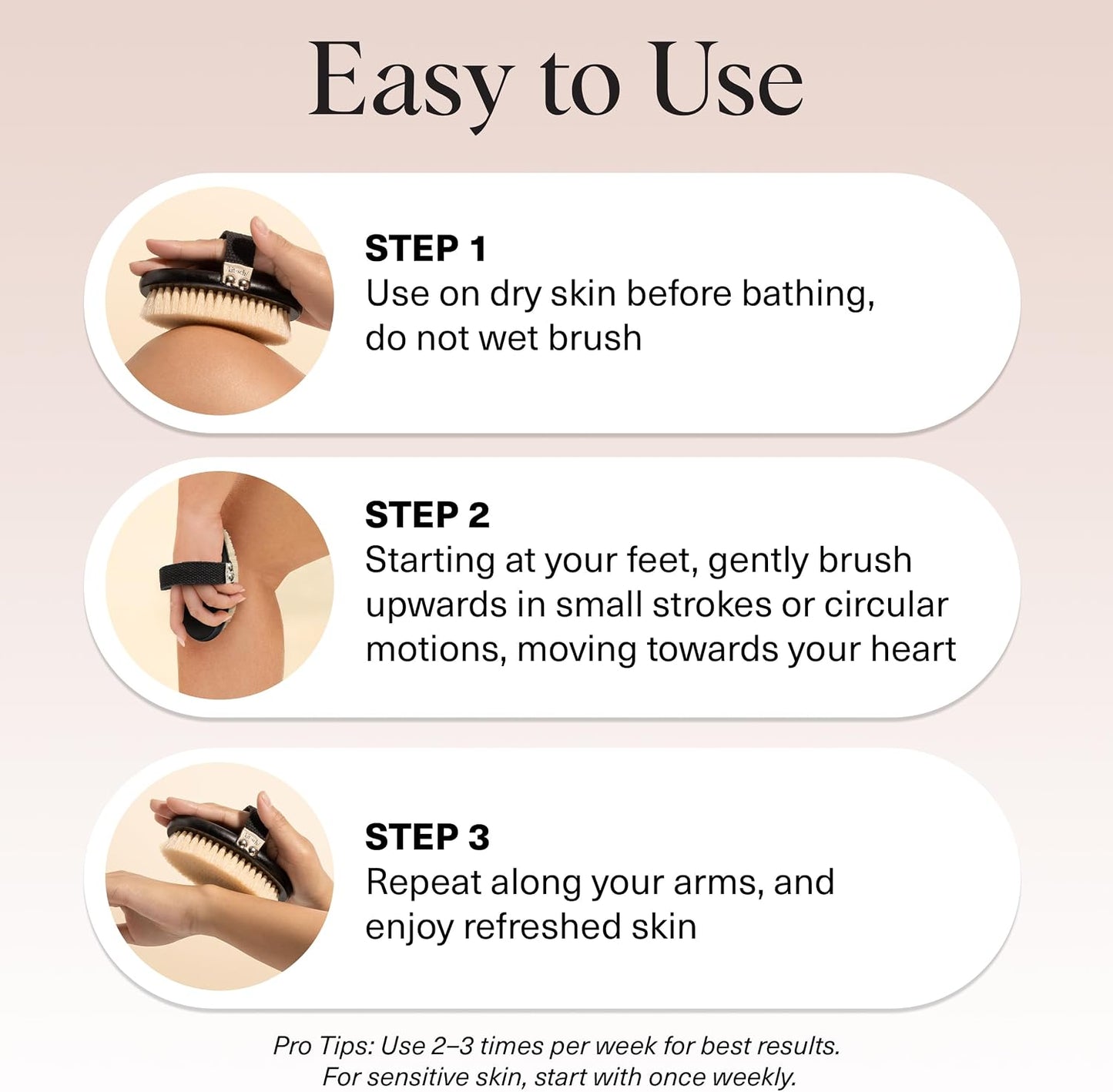 Kitsch Dry Brushing Body Brush for Lymphatic Drainage- Soft Bristles Shower Brush - Dry Brush to Remove Dry Skin and Improves Blood Circulation, Body Scrubber for Glowing Skin, Sauna Accessories