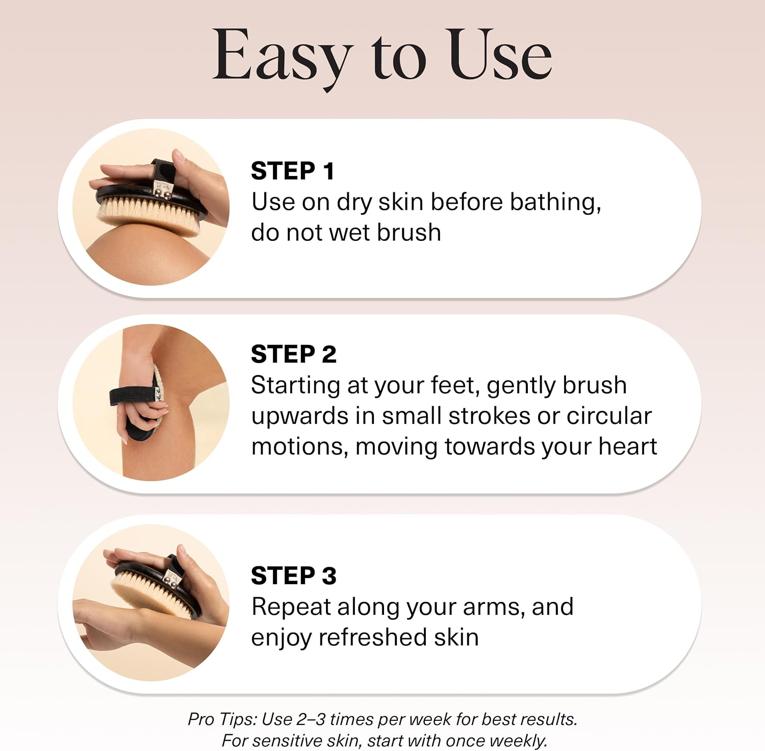 Kitsch Dry Brushing Body Brush for Lymphatic Drainage- Soft Bristles Shower Brush - Dry Brush to Remove Dry Skin and Improves Blood Circulation, Body Scrubber for Glowing Skin, Sauna Accessories