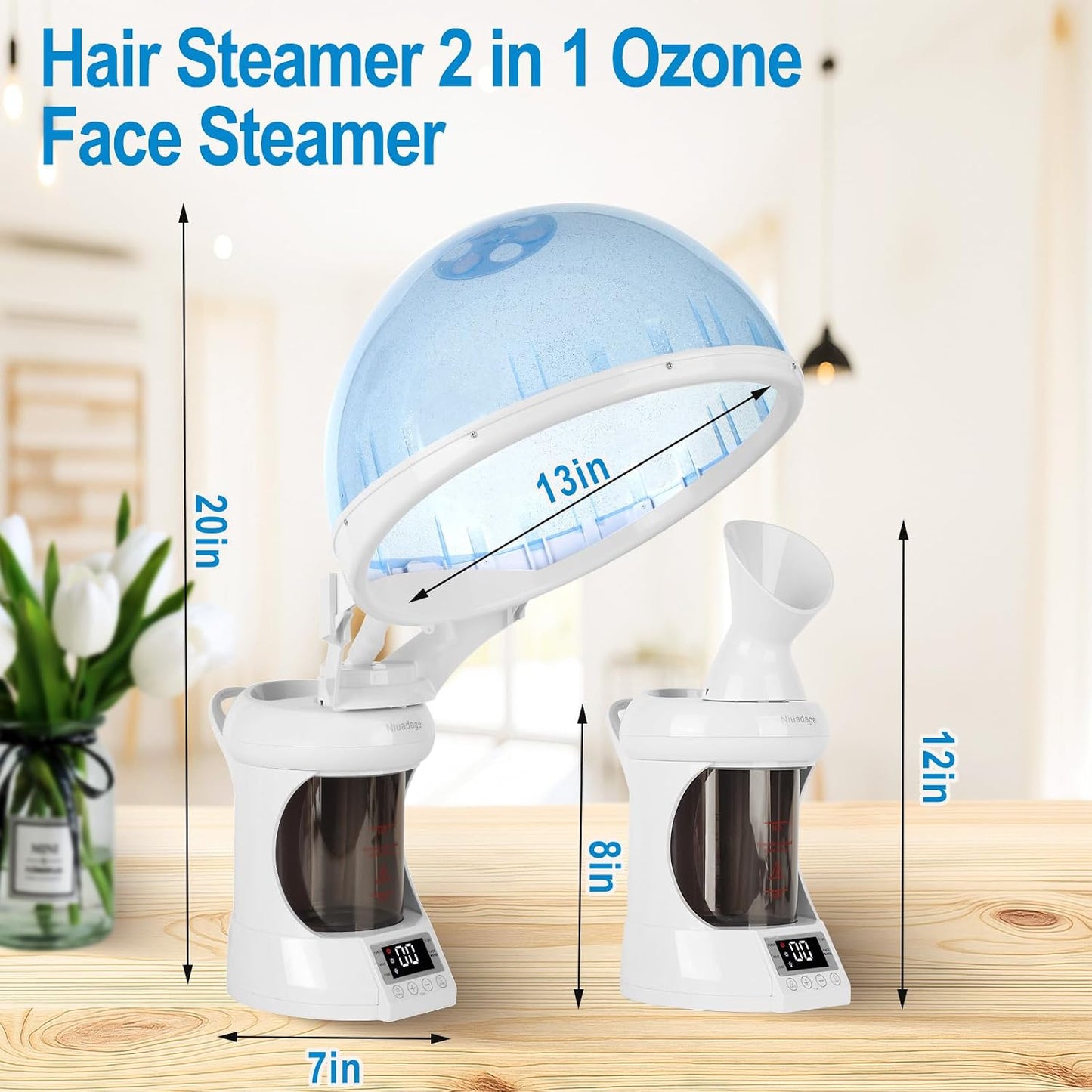 2 in 1 Hair and Face Steamer,Nano Ionic Steam for Deep Hydration & Pore Cleansing,Professional Facial Steamer with Timer for Home and Salon Personal Care