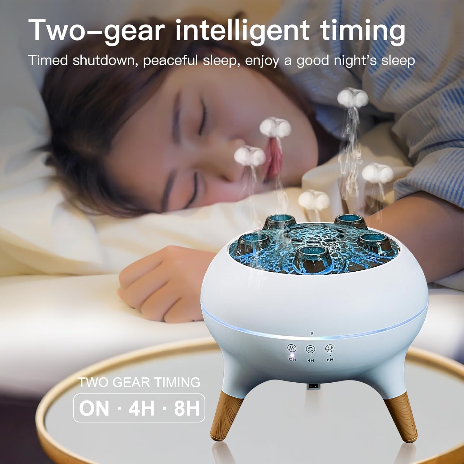 Essential Oil Diffuser 250ML,Jellyfish Diffuser Air Humidifiers Sound Pickup Ultrasonic Aromatherapy Diffuser Remote Control 7 Color Lights for Home Bedroom Office Hotel(White)