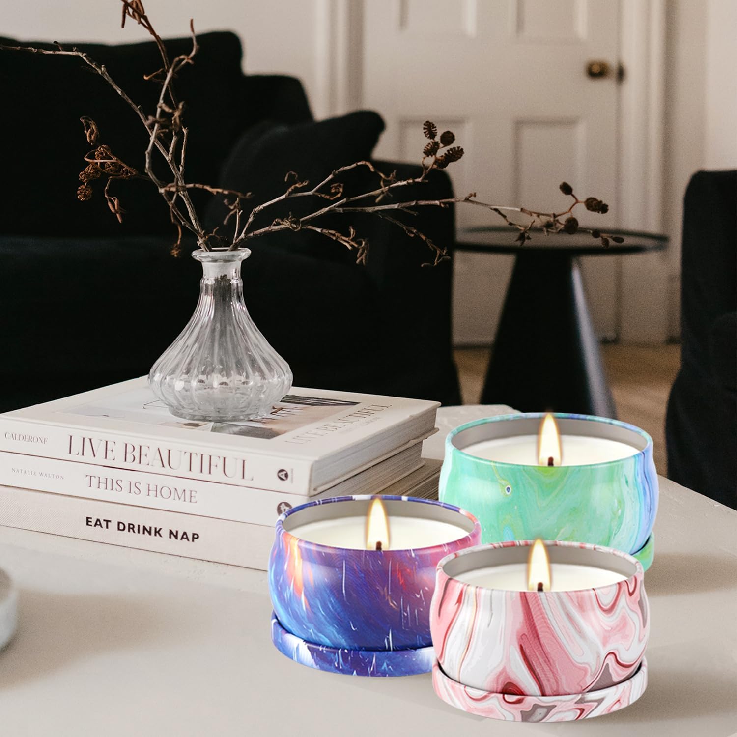 Onebird Set of 24 Scented Candle Gift Set,Natural Pure Soy Wax Aromatherapy Candles Essential Oils for Home and Women
