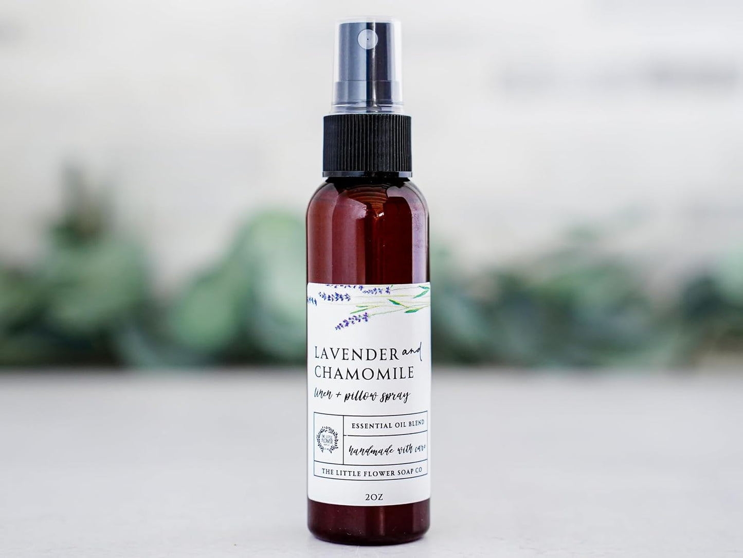 THE LITTLE FLOWER SOAP CO. EST. 2010 Linen and Pillow Spray - Lavender and Chamomile - 2 oz. Essential Oil Blend Natural Gifts for Women Travel Must Have Accessories and Stocking Stuffer Idea for Her