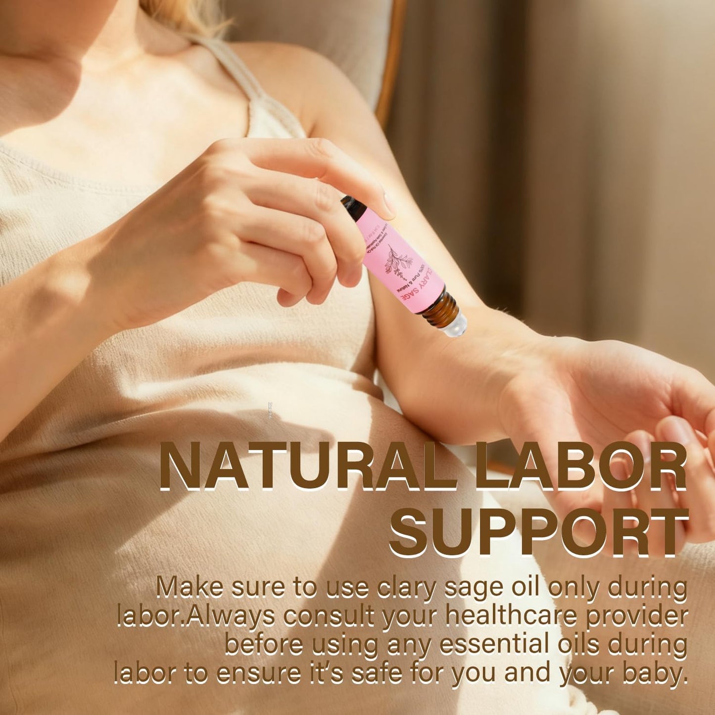 Clary Sage Oil Roller for Labor - Natural Labor and Delivery Essentials,Hospital Bag Must Haves for Pregnant Women&New Mom