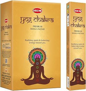 HEM Premium Yog Chakra Masala Incense Sticks | Natural Long Lasting Fragrance For Negativity & Energy Balance | Aromatherapy Incense For Removing Negativity & Cleansing | Gift Set - Pack of 12