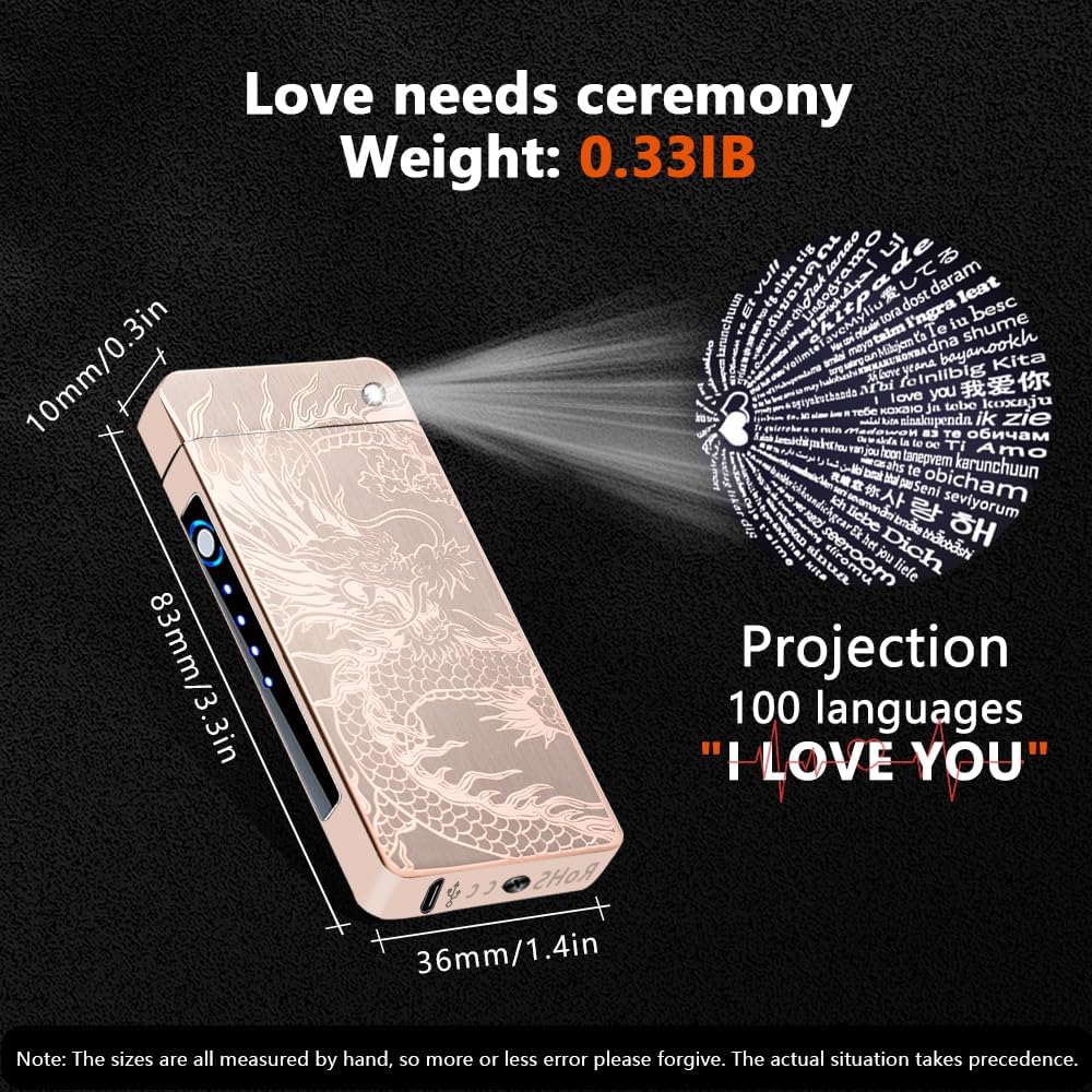 GADATOP Dragon Arc Plasma Flame Lighter - USB Rechargeable, Windproof Electric Lighter for Candle (Gold)