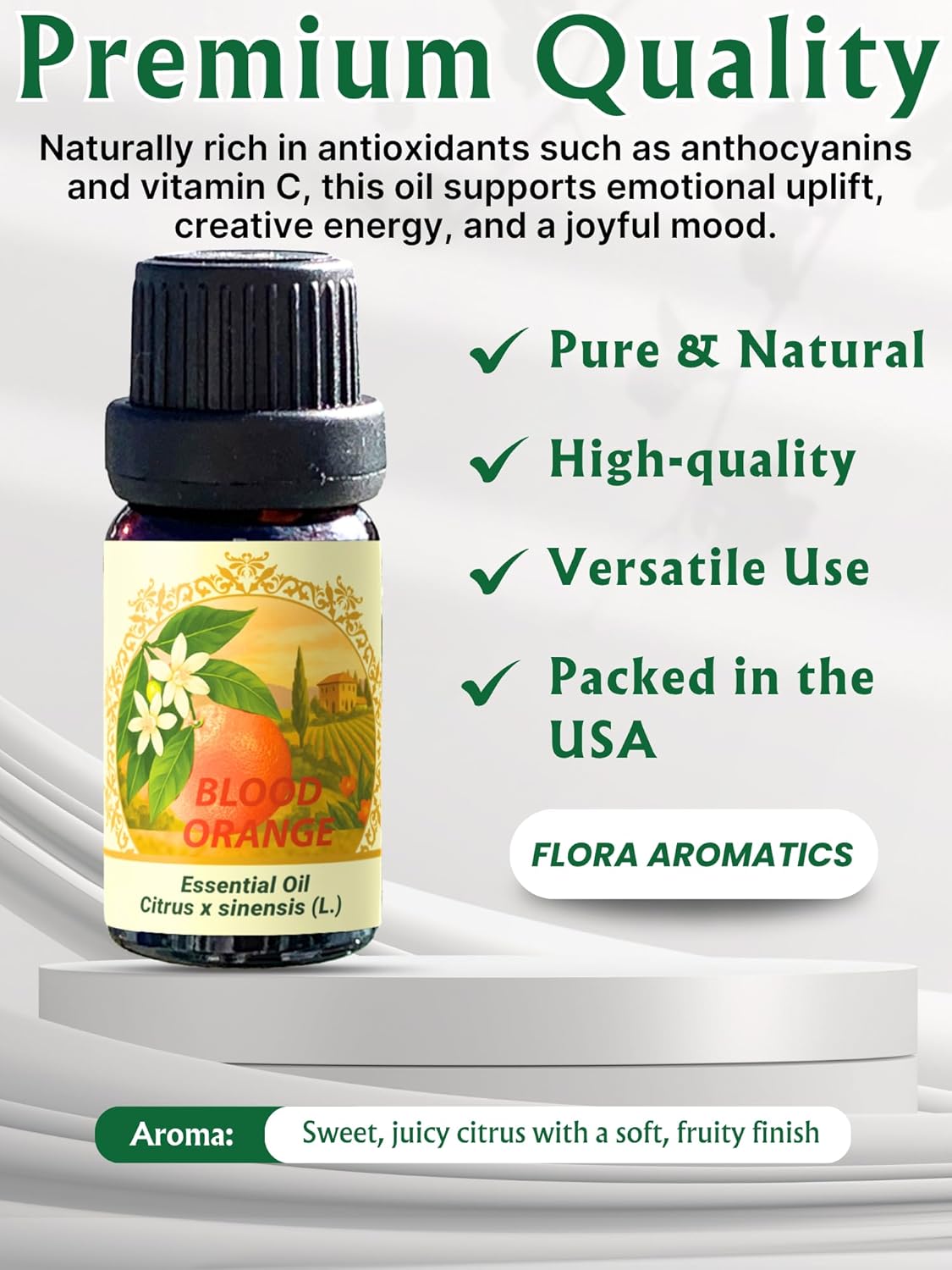 Orange Essential Oil, Blood – 100% Pure, Cold Pressed – 0.33 FL OZ / 10 ML