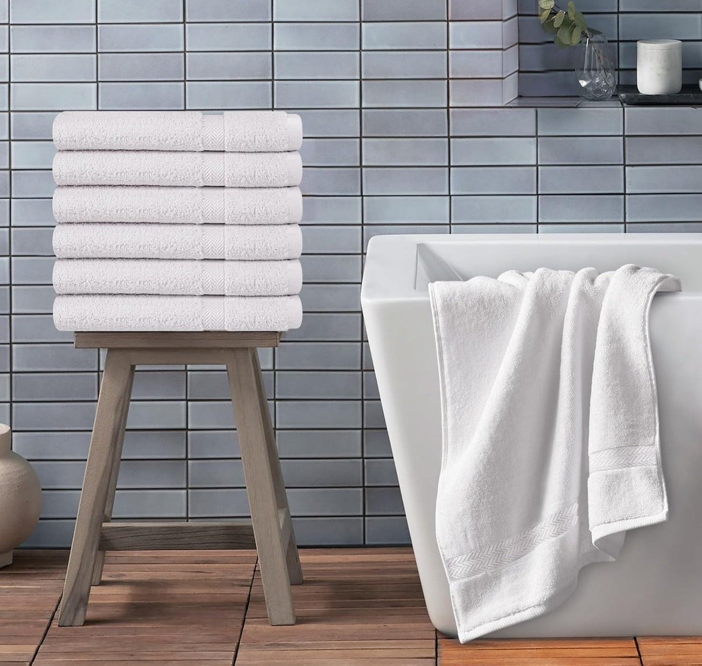 Towel and Linen Mart 100% Cotton White 6 Pack Bath Towel Set, Quick Dry, Super Absorbent, Light Weight, Soft Feel for Hotel, Spa and Bathroom (27 X 54) (White, 27 x 54 6 Pack)