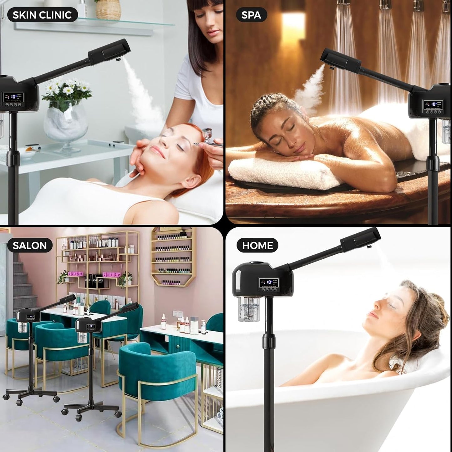 Facial Steamer for Estheticians, Timer Function & Hot Mist, Vaporizador Facial Steamer Professional On Wheels for Home Use & Spa Salon Skin Cleasning