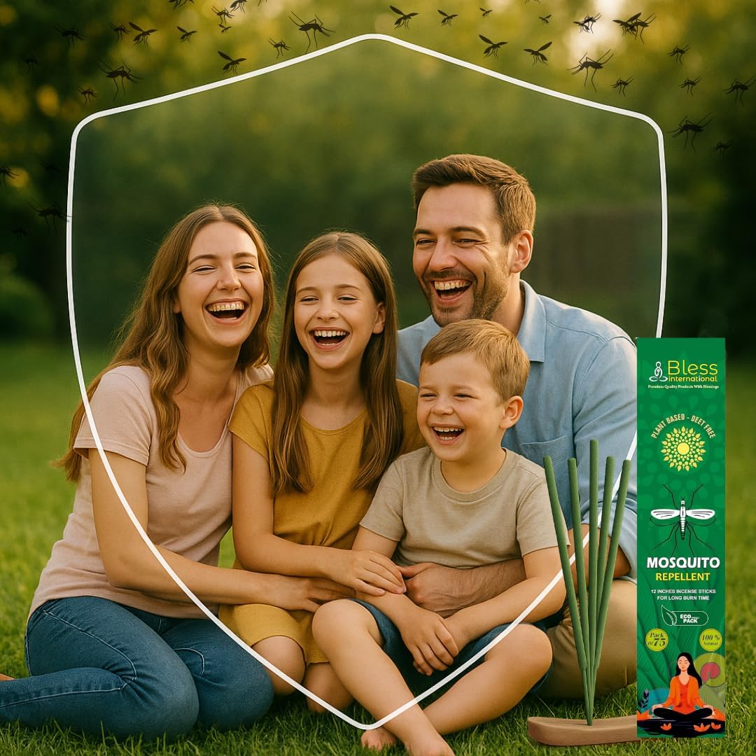 Bless-International-Mosquito-Repellent-Incense-Sticks-75-PCS Natural-Organic-Plant-Based-Lemongrass-Citronella-Rosemary-Ingredients-Pet-Safe Bug-Insect-Barrier-for-Yard-Garden-Lawn-Camping-Fishing