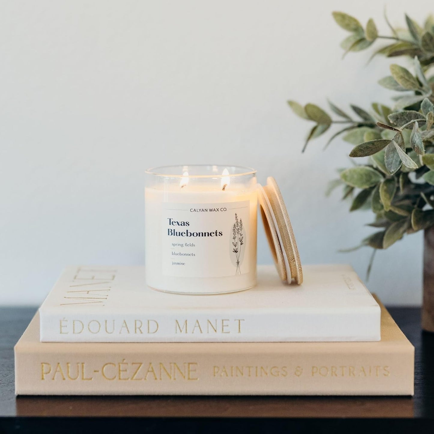 Calyan Wax Co. Texas Bluebonnets 2 Wick Scented Candle - 37 Hour Burn - Luxury Clean Soy Wax Candles - Long Lasting Large Glass Jar Candle for Home - 8.8oz