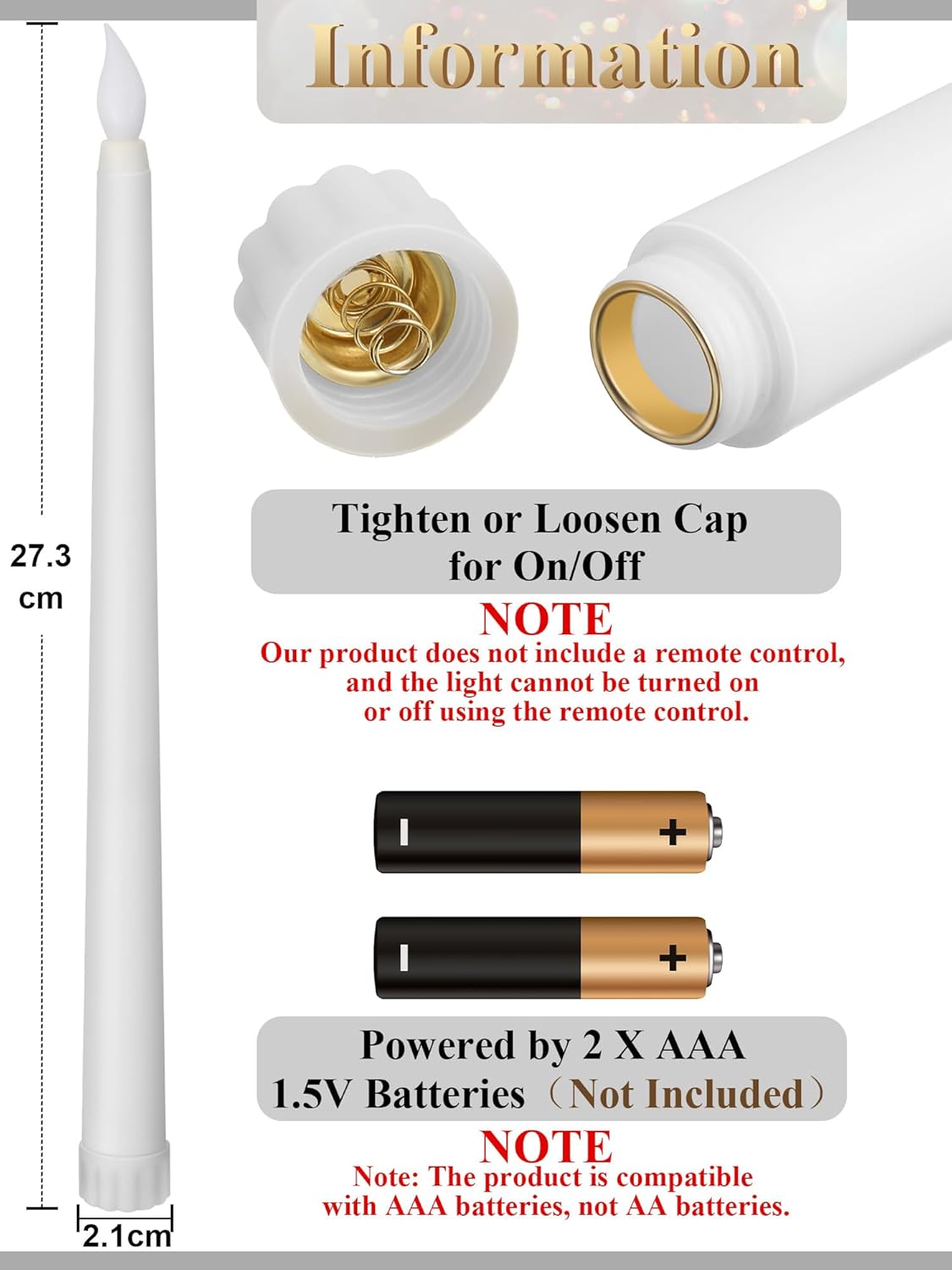 Treela 24 Pcs Flameless Taper Candles Battery Operated Bulk Fake Candles Light LED Candle Sticks Flickering Tapered for Easter Wedding Anniversary Decoration(Basic,11 Inch,White)