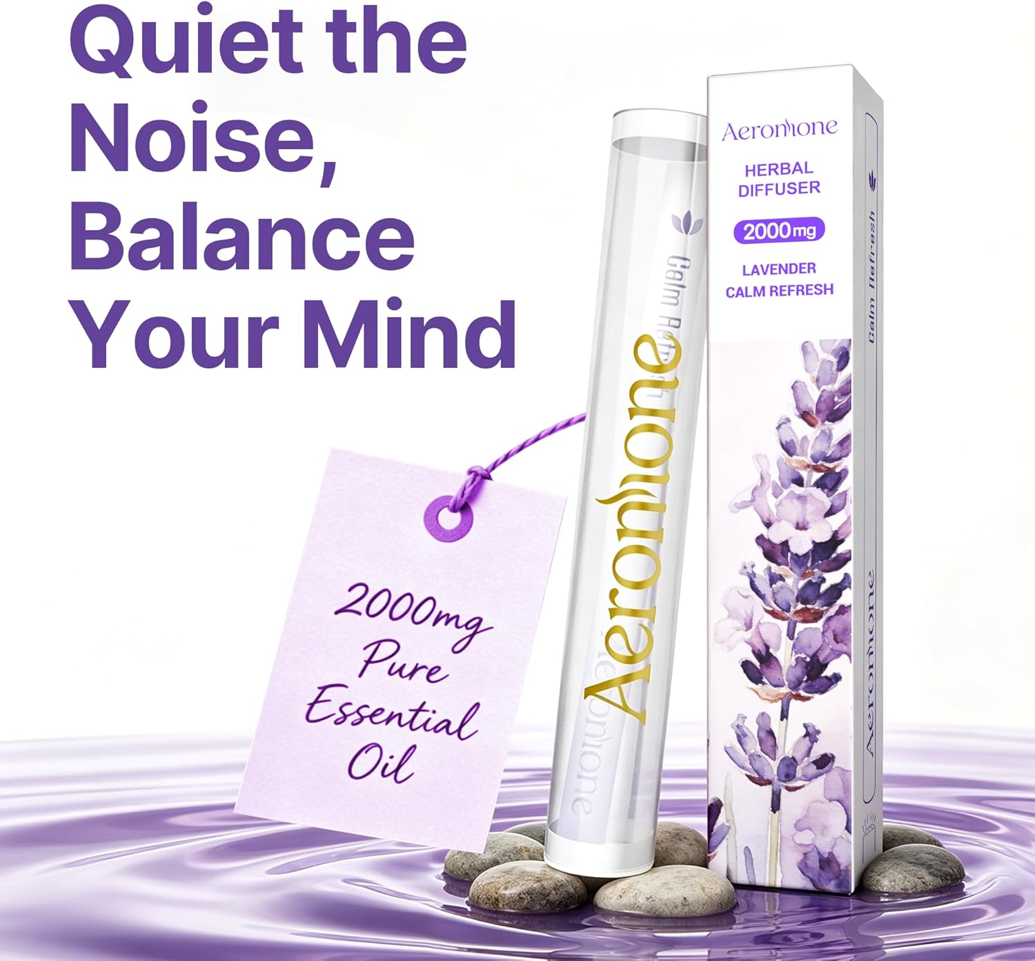 Calm Herbal Diffuser, Calming Blend with Lavender, Saffron & Other Herbs Support for Stress Relief & Ritual Improvement - 2000 mg Essential Oil (Around 900 Uses, Varies by Usage)