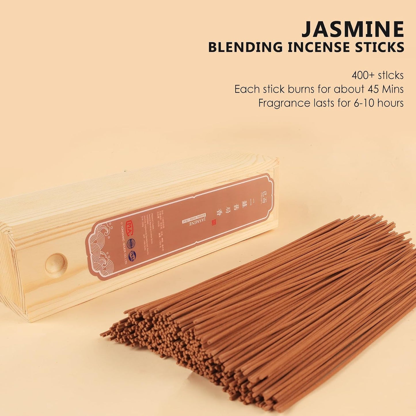 400 Pieces Joss Incense Sticks,Asian Classic Blending Incense, Natural Fragrance Air Freshener -Jasmine 二苏旧局