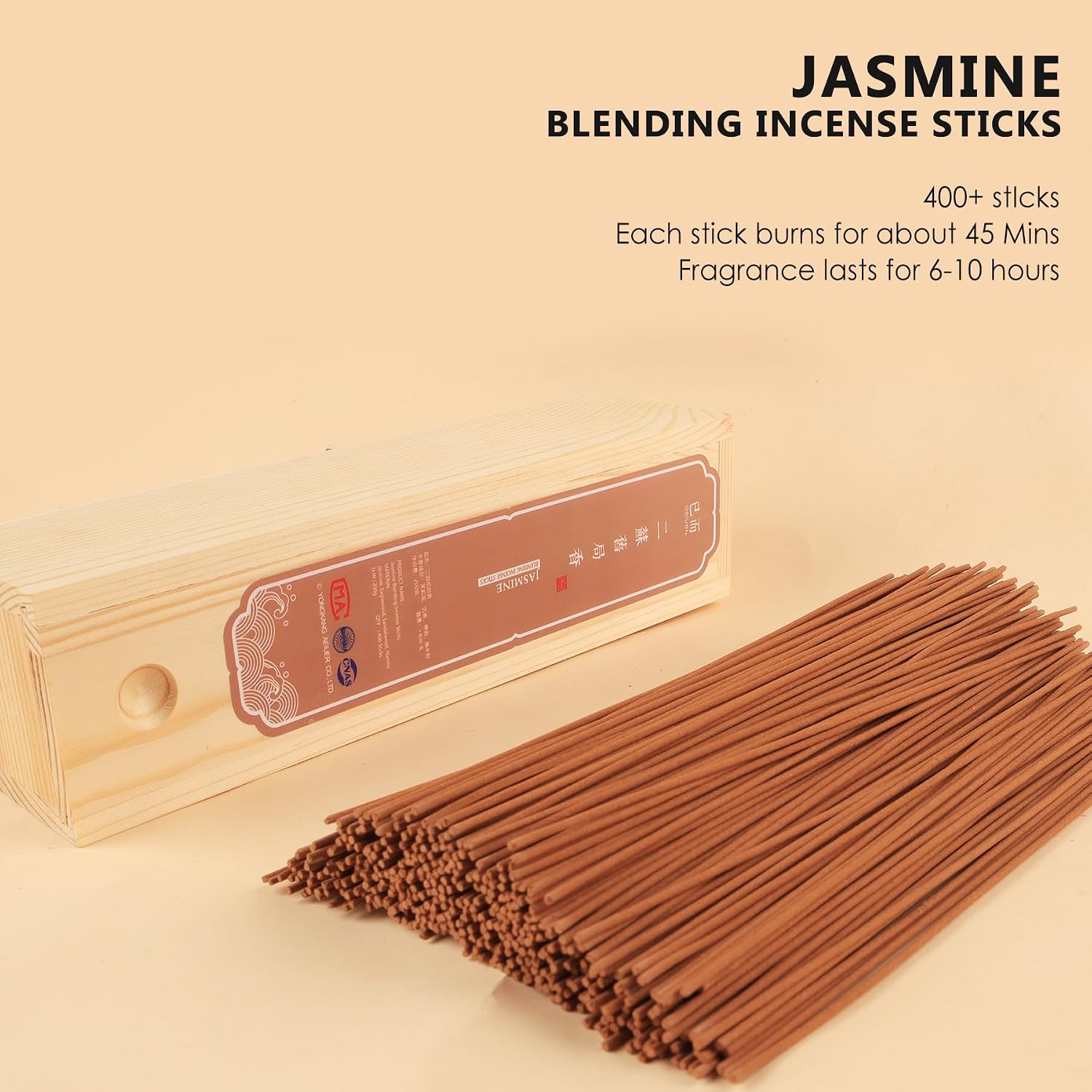 400 Pieces Joss Incense Sticks,Asian Classic Blending Incense, Natural Fragrance Air Freshener -Jasmine 二苏旧局