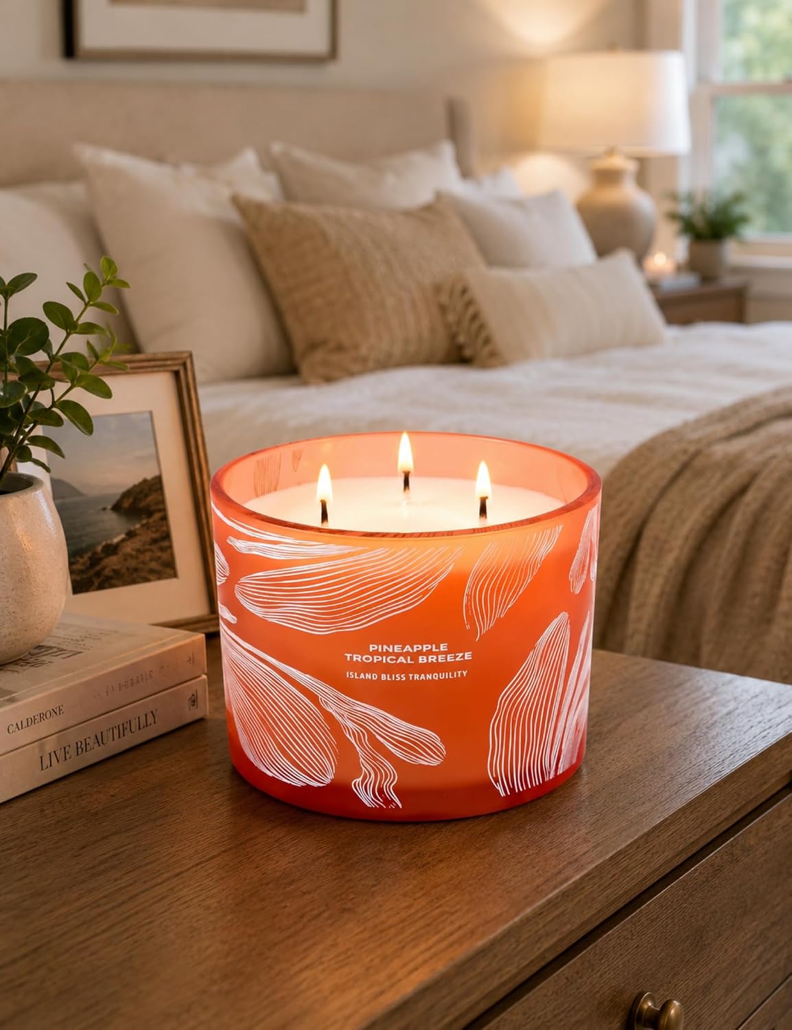 Pineapple Tropical Breeze 3 Wick Candle for Home Scented | 14.5 oz Large Soy Candle | Tropical Pineapple Fruit Summer Scented Candle | Fruity Aromatherapy Candles | Beach Gift for Women & Men