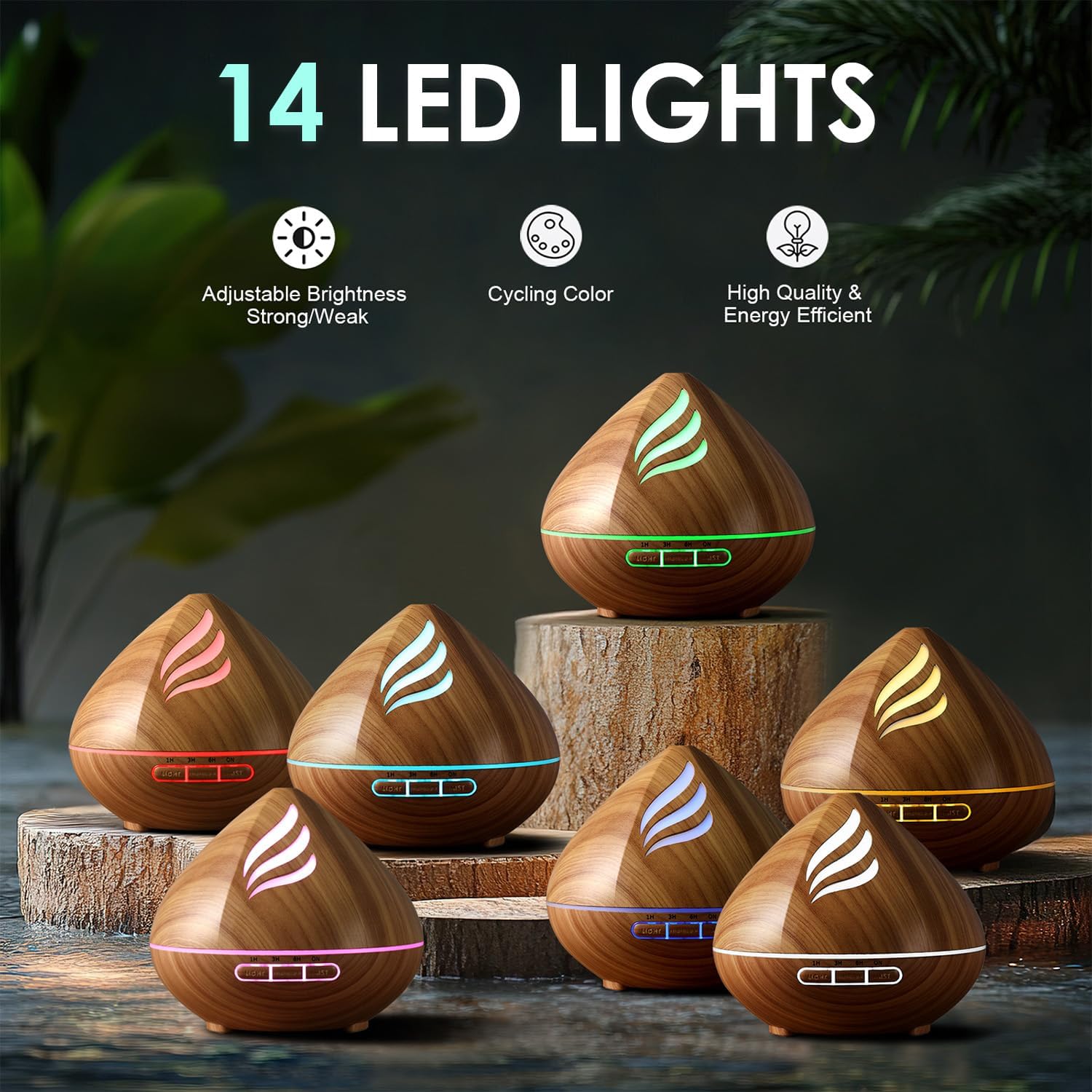 Essential Oil Scent Diffuser: 𝟓𝟎𝟎𝐌𝐋 Aroma Diffuser for Home Bedroom - 𝟏𝟒 𝐂𝐨𝐥𝐨𝐫𝐬 LED, Remote Control, Ultra-Quiet Cool Mist Scent Diffuser with Timer for Family