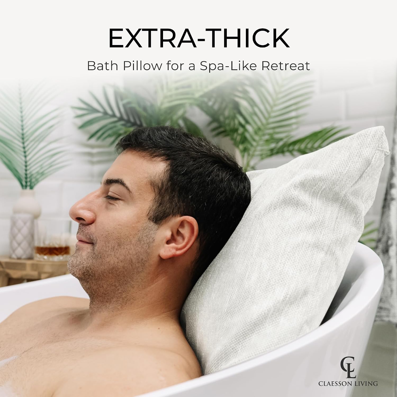 Luxury Bath Pillow for Tub - Thick and Comfortable Bathtub Pillow Support for Head and Neck and Back - Washable Quick-Drying Bath Pillows - Bath Cushion for Home Spa - Fits Any Bathtub - White