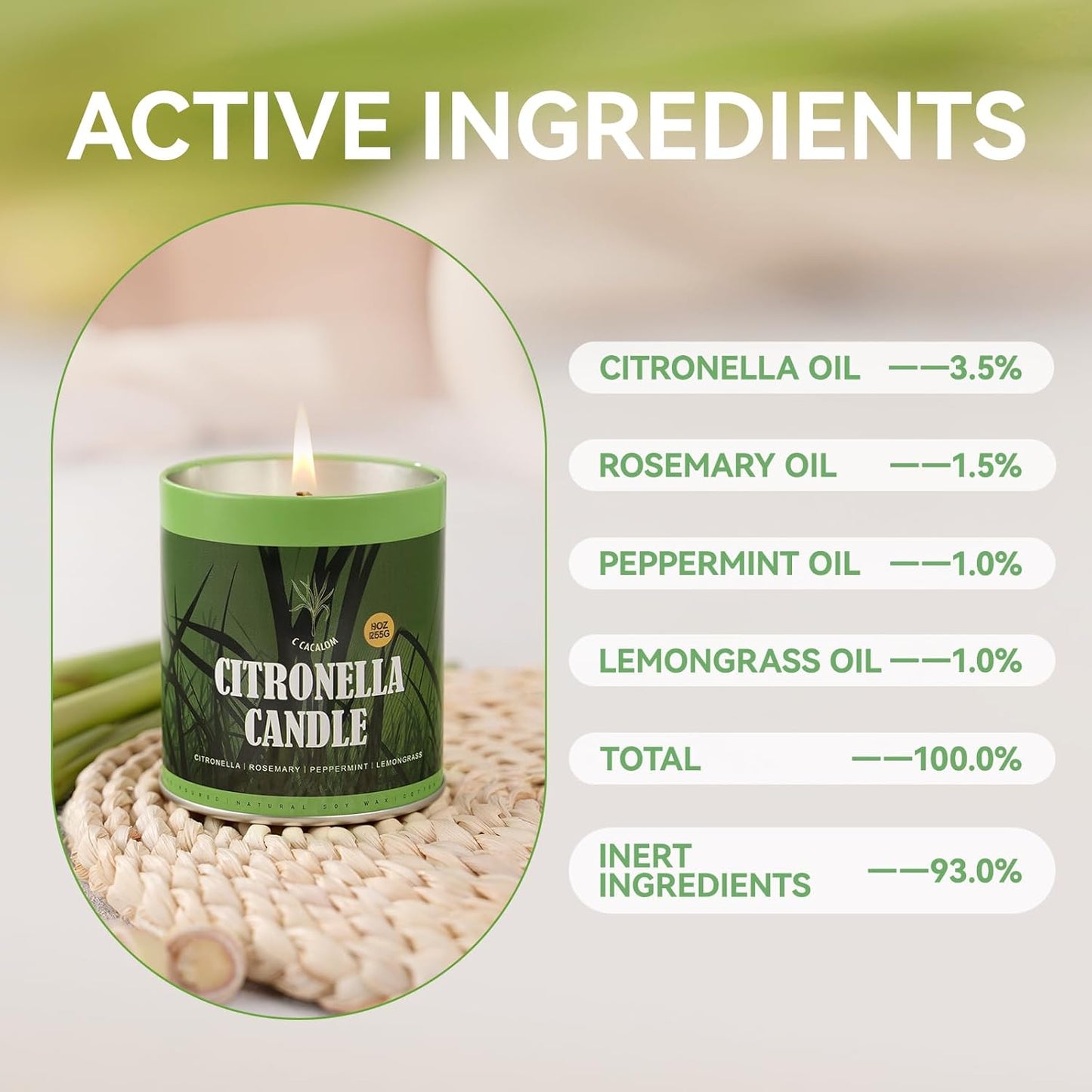 Citronella Candles Outdoor Set, 4 Pack Jar Candle for Patio Camping Backyard Picnic, Infused with 5 Plant Essential Oils, 9 Oz Non Toxic Candles, Scented Candles Sets Gifts for Men Women