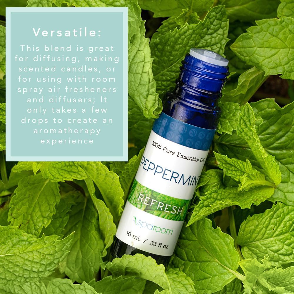 SpaRoom Aromatherapy 100% Pure Essential Oil Blends for Diffusers and Air Freshners, Refresh Peppermint, 10 mL