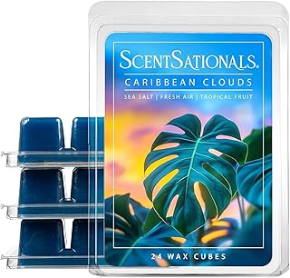 ScentSationals Caribbean Clouds Scented Wax Melts - Sea Salt, Fresh Air, & Tropical Fruits, 10oz (24 Cubes)