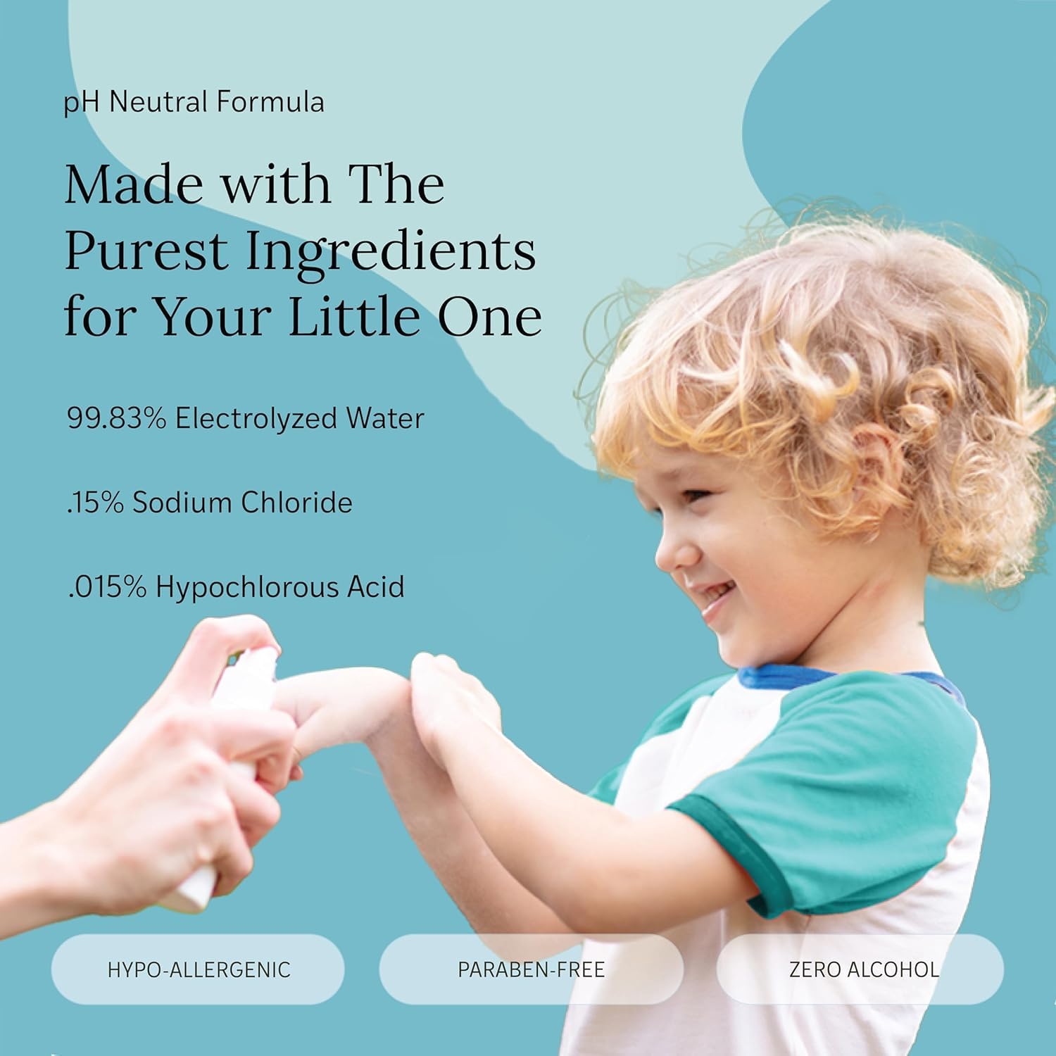 Littley Infant & Toddler Hand Cleanser | Alcohol-Free HOCl Spray for Delicate Skin | Fragrance-Free Formula | Gentle & Convenient Hand Mist | Portable Travel Size | 2 oz