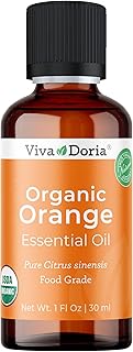 Viva Doria Orange Essential Oil, USDA Certified, Organic Orange Oil, 100% Pure, Natural Essential Oil, Undiluted, for Aromatherapy | Food Grade, 30 mL (1 Fluid Ounce)