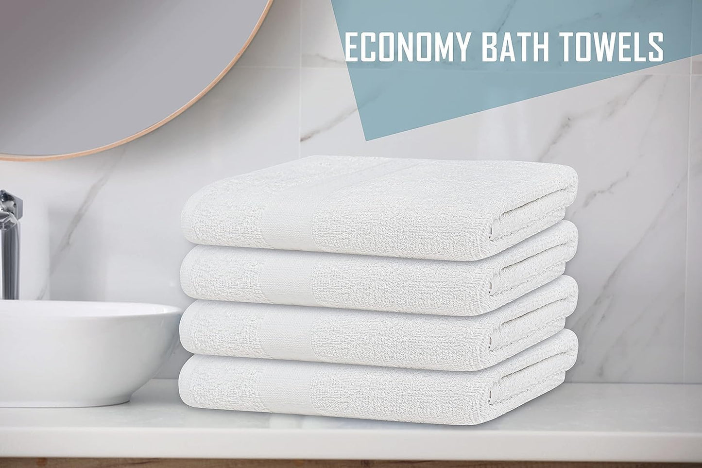100% Cotton Bath Towel Set Pack of 24|500 GSM|Soft Large Bath Towel|Super Absorbent|Quick Dry|Ideal for Pool Home Gym Spa Hotel|Perfect for Daily Use|Bath Towel Set 24x48 Inche|White
