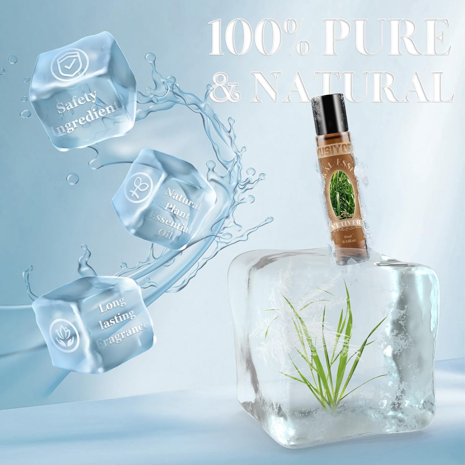 Vetiver Essential Oil 10ML - 100% Pure and Natural Therapeutic Grade Oils for Aromatherapy Diffuser - 0.34 Fl Oz/Vetiver