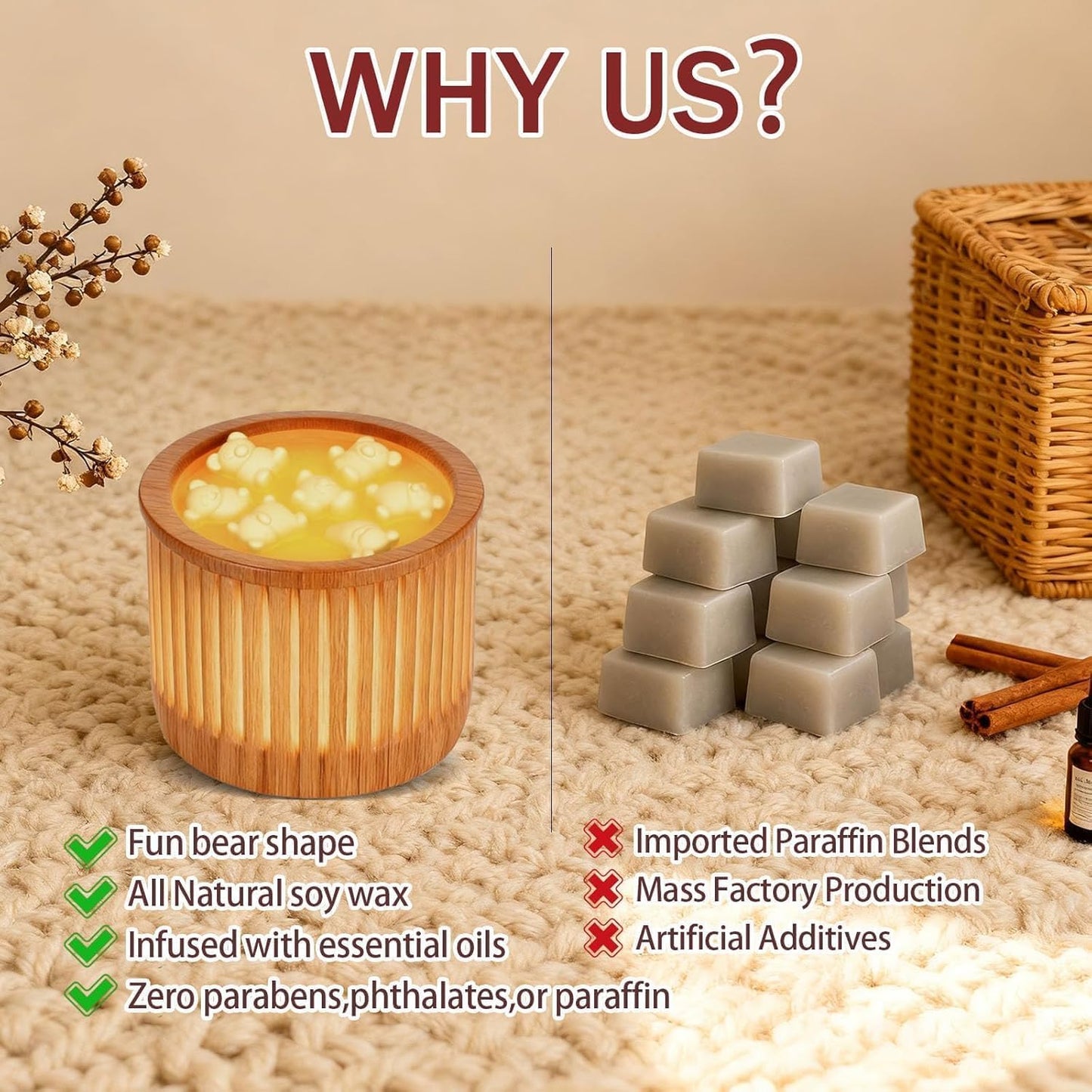 Wax Melts - 32 Scented Soy Wax Tarts with US Essential Oils - Includes Vanilla Bloom, Mintwood Breeze- 2 Pack