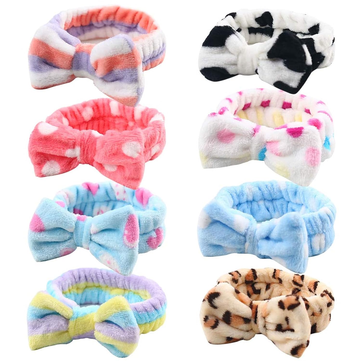 3 otters 8-Pack Spa Headband, Stocking Stuffers for Women Teen Girls, Mom, Girlfriend, Makeup Headband for Washing Face, Skincare, Spa Gifts Basket Party Supplies