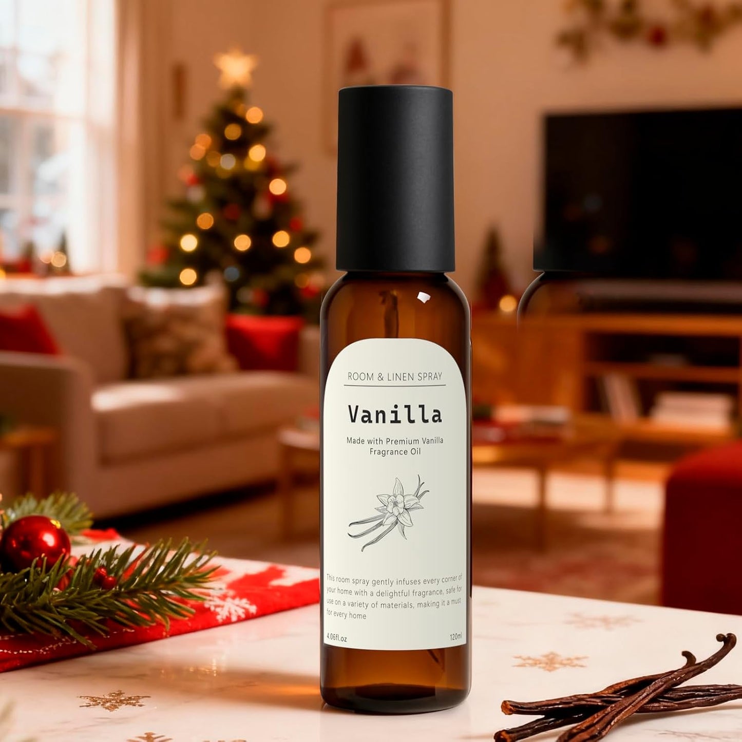 Vanilla Fragrance Room Spray, Long-Lasting Room Freshener for Home, Bathroom and Kitchen, Air Freshener Spray, Odor Eliminator, 2 x 4.06 fl oz