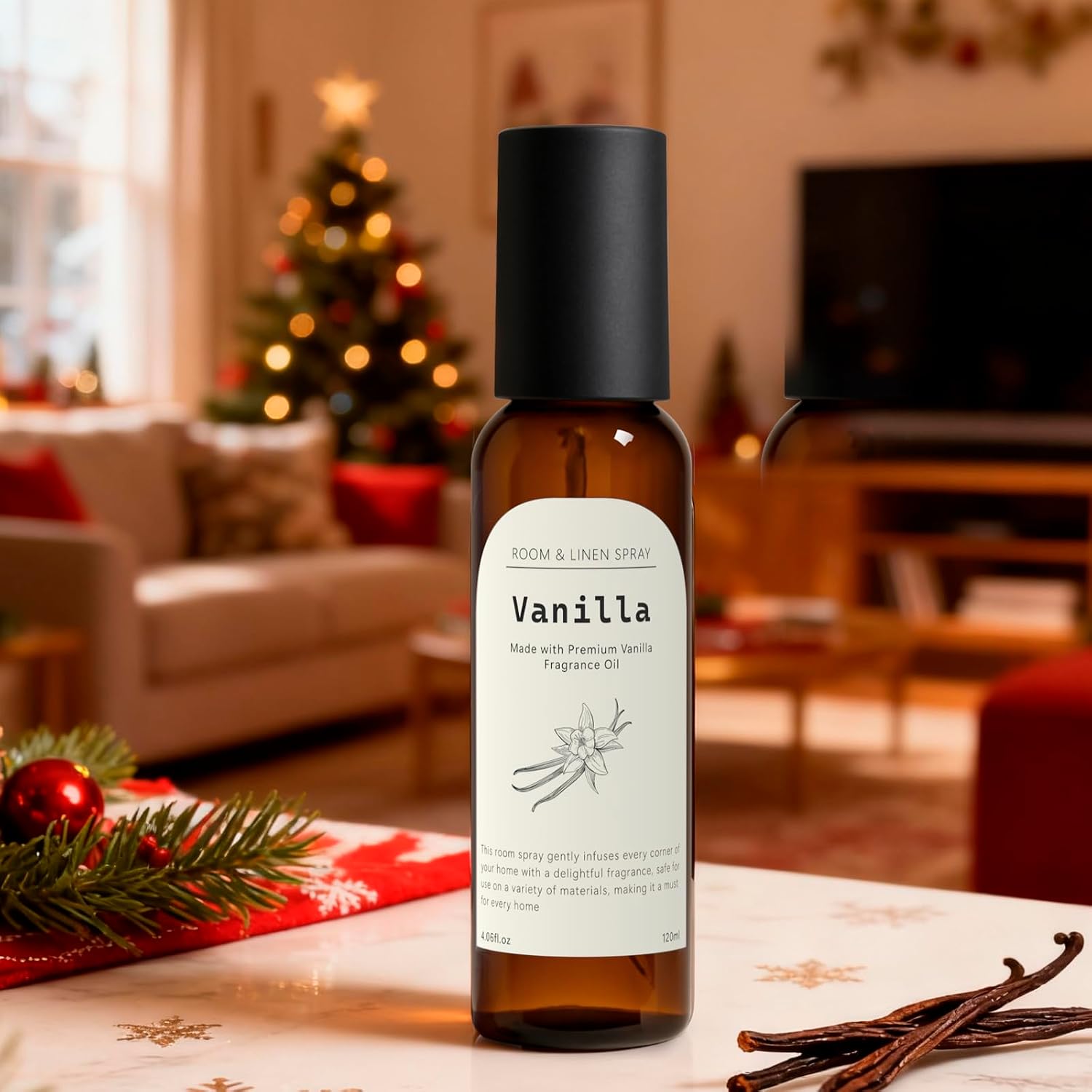Vanilla Fragrance Room Spray, Long-Lasting Room Freshener for Home, Bathroom and Kitchen, Air Freshener Spray, Odor Eliminator, 2 x 4.06 fl oz