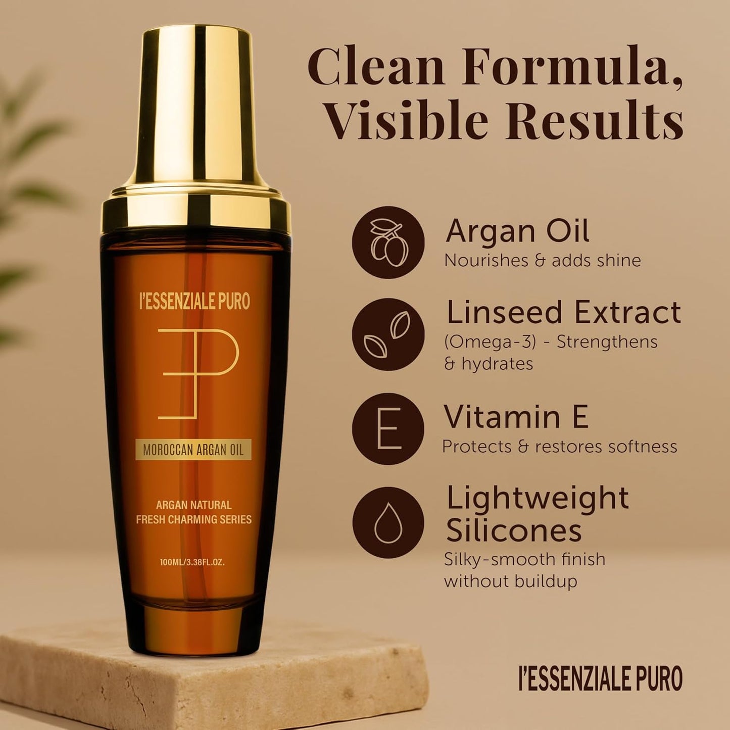 Dubai Premium Moroccan Argan Hair Oil & Body Elixir - Lightweight Treatment for Dry Damaged Hair, Split Ends - Controls Frizz, Boosts Shine, Hydrates Skin - 100 mL (3.38 Fl Oz)