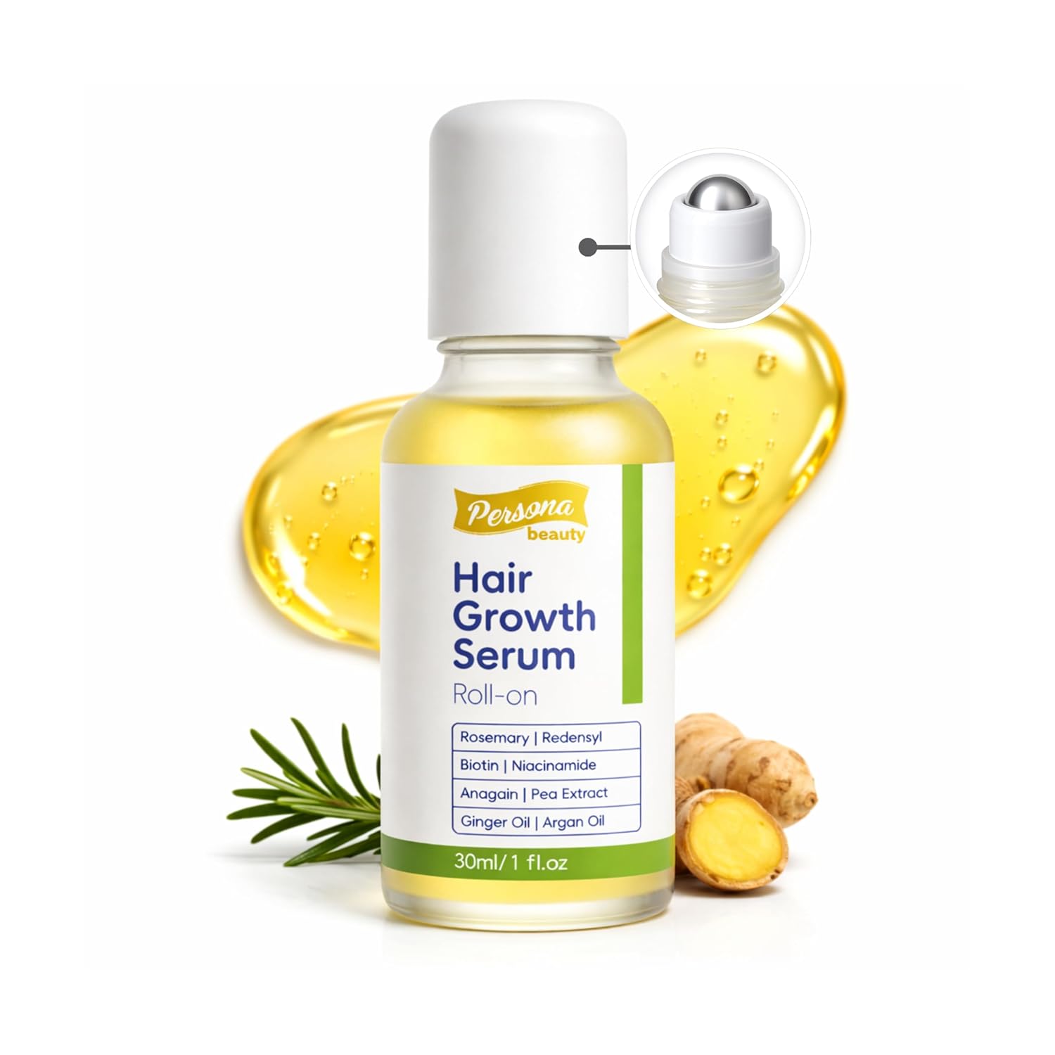 Hair Growth Serum Roll On, Scalp Roller Serum with Precision Applicator for Men and Women, Non-Greasy Formula, Supports Healthier Looking Hair, Targets Thin Edges, Bald Spots & Weak Roots 30ml