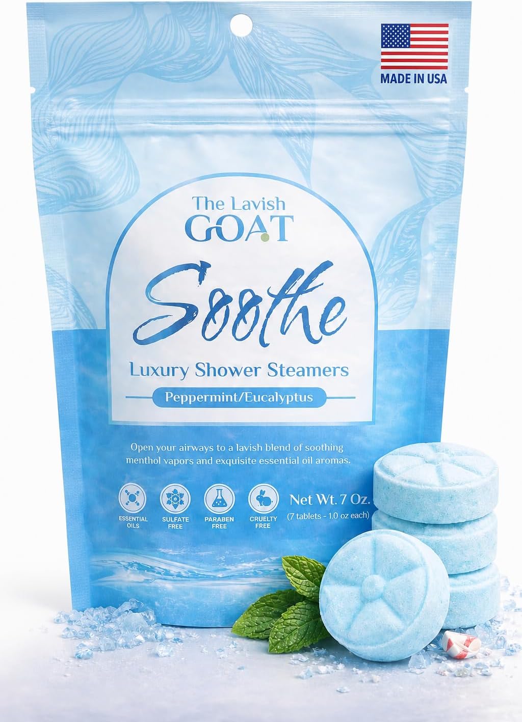 TLG Soothe Shower Steamers Aromatherapy 7 Pack – USA Made with Extra Menthol, Peppermint & Eucalyptus – Shower Bomb for Relaxation, Stress & Sinus Relief – Gift for Men & Women