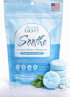 TLG Soothe Shower Steamers Aromatherapy 7 Pack – USA Made with Extra Menthol, Peppermint & Eucalyptus – Shower Bomb for Relaxation, Stress & Sinus Relief – Gift for Men & Women