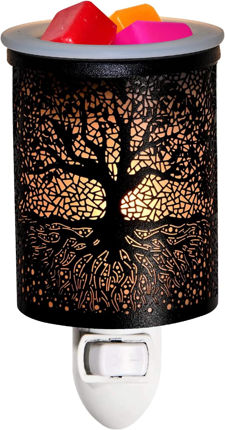 ASAWASA Metal Plug-in Wax Warmer with 1 pics Silicone Liner, Electric Wax Burner Melter Fragrance Warmer Night lamp,for Home Bedroom Kitchen Garage Gifts Décor Aromatherapy Spa (Banyan)