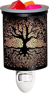 ASAWASA Metal Plug-in Wax Warmer with 1 pics Silicone Liner, Electric Wax Burner Melter Fragrance Warmer Night lamp,for Home Bedroom Kitchen Garage Gifts Décor Aromatherapy Spa (Banyan)