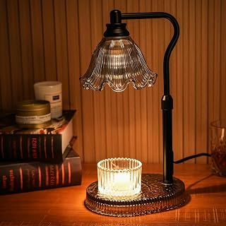 Candle Warmer Lamp with Adjustable Height - Flameless 4-Level Dimmable Wax Warmer, Timer Function & Stylish Design in Multiple Colors(Black)