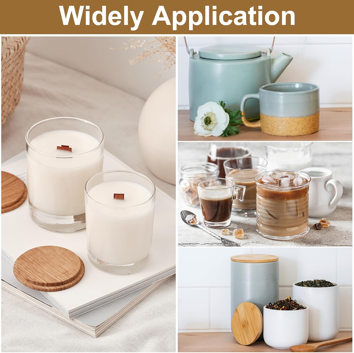 Uxcell 2PCs Wooden Bamboo Lid - 3.07 Inch Coffee Mug Lids, Tea Cup & Glass Cover, Sealed Lids