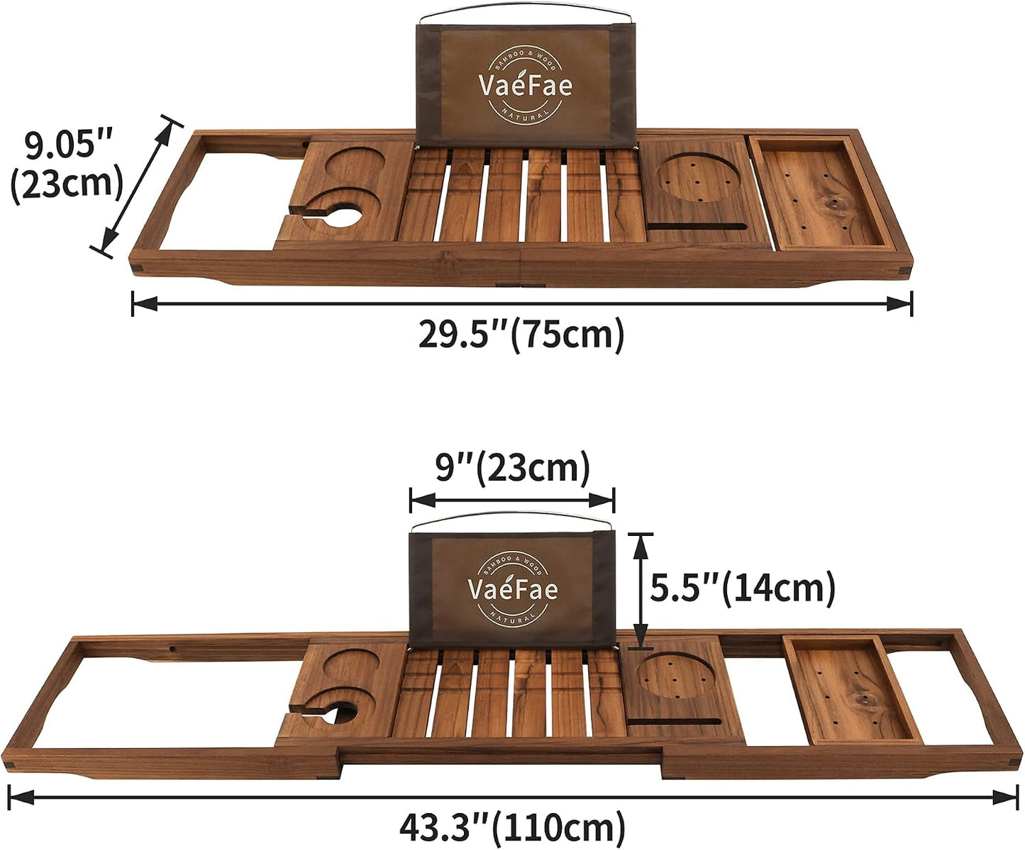 Teak Bathtub Tray and Teak Shower Mat S Bundle