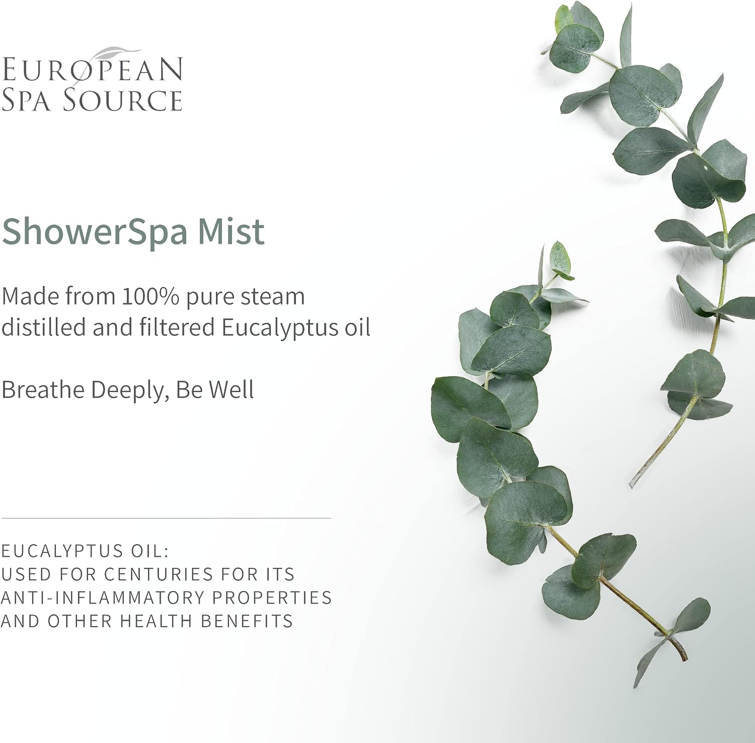European Spa Source ShowerSpa Mist Spray Bundle (Classic Eucalyptus & Eucalyptus + Lavendar) for Aromatherapy, At Home Spa Experience, Sinus Congestion Relief, and Tension Relief, 4 fl oz. (each)