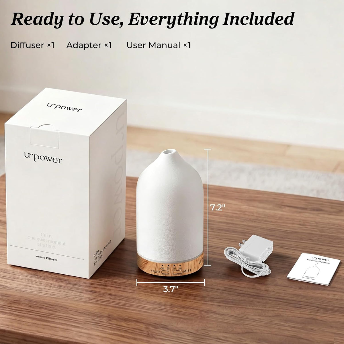 URPOWER 180mL Ceramic Essential Oil Diffuser Aromatherapy Diffuser for Home