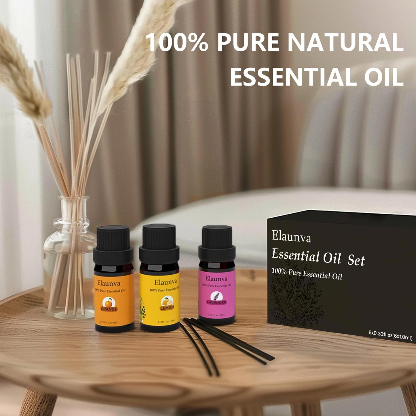Essential Oils Aromatherapy Set - 6 Oils for Diffusers, Home Care, Candle Making Scents, Fragrance, Humidifiers,Tree Eucalyptus Lavender Orange Peppermint Lemon Gifts (6 * 10mL)
