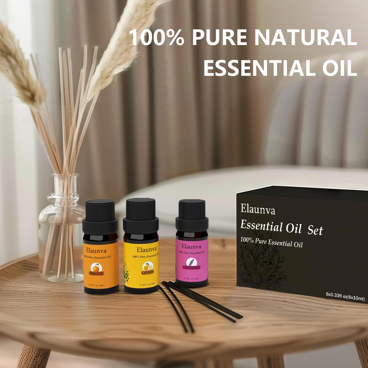 Essential Oils Aromatherapy Set - 6 Oils for Diffusers, Home Care, Candle Making Scents, Fragrance, Humidifiers,Tree Eucalyptus Lavender Orange Peppermint Lemon Gifts (6 * 10mL)