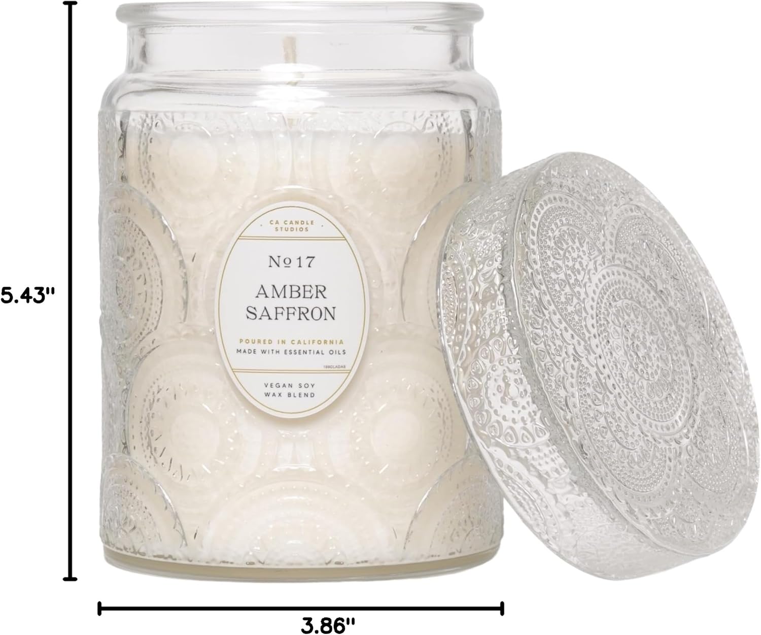 LEOBEN CO – Amber Saffron Scented Candle – 18oz, Heirloom Collection Design – 80 hr Burn Time – Poured in California Using Vegan Soy Wax and Essential Oils – Made in Small Batches